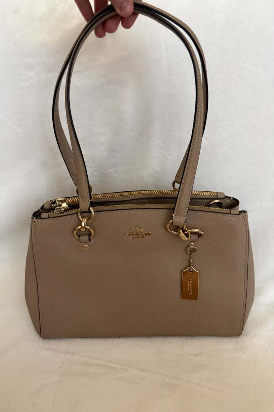 Coach Crossgrain Leather Beige/Taupe Christie Carryall Handbag